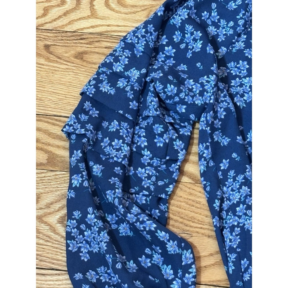 Draper‎ James RSVP Bodysuit Thong Floral Eyelet Blue Women's SZ XS Tiered Sleeve - Picture 3 of 12